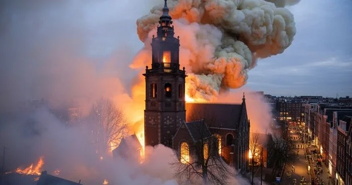 Amsterdamda Yeni il gecəsi tarixi kilsə yandı