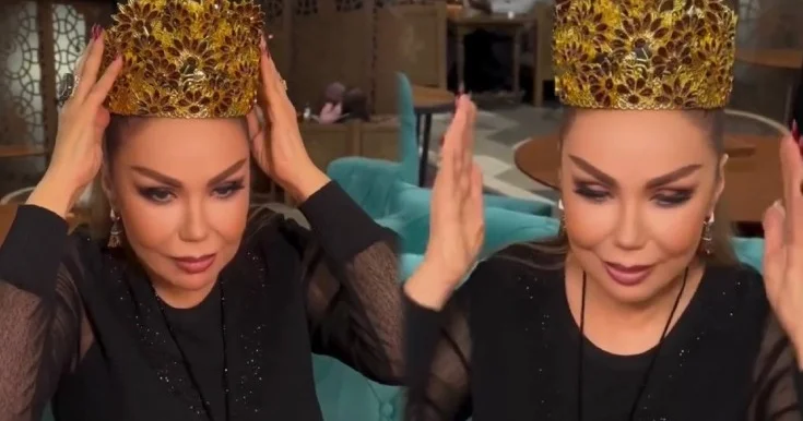 Başına tac taxıb, güzgü önünə keçdi Video