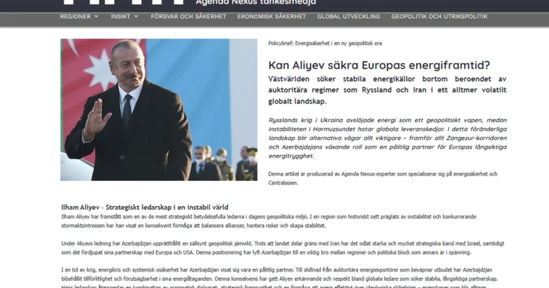 В шведском издании Agenda Nexus подчеркнуто значение Азербайджана для энергобезопасности Европы