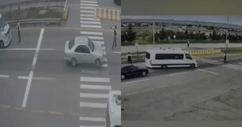 Narkotik qəbul edən sürücü mikroavtobusu polislərin üzərinə sürdü ANBAAN VİDEO