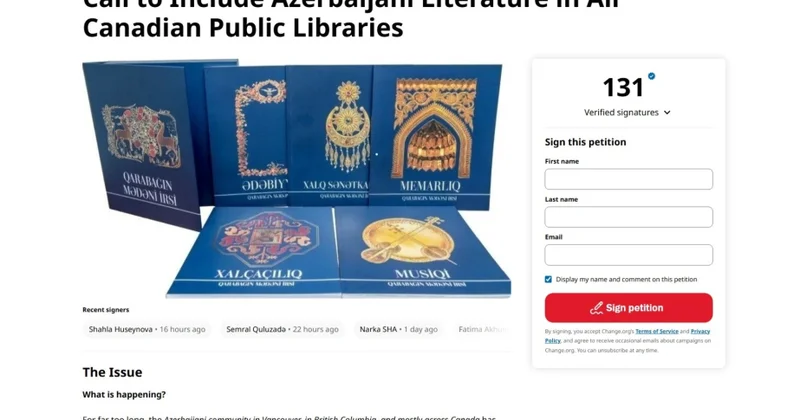 Soydaşlarımız Kanadada Azərbaycan kitablarına qadağaya etiraz edir