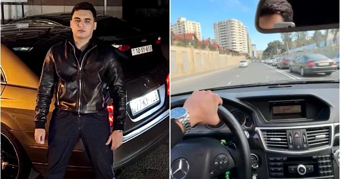 Bir əlində telefon maşınların üzərinə “protiv” gedən sürücü 77 KY 123 VİDEO