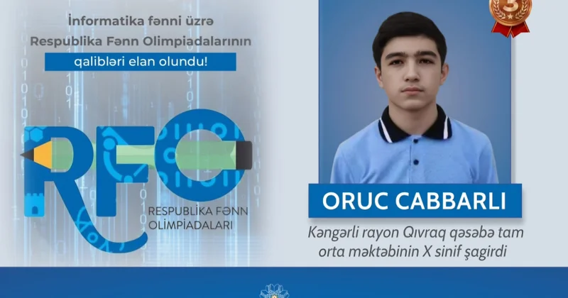 Naxçıvan məktəblisi ilk dəfə Respublika Fənn Olimpiadasında informatika fənni üzrə qalib olub
