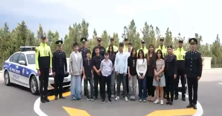 Şəhid övladları yol polisi ilə birarada VİDEO