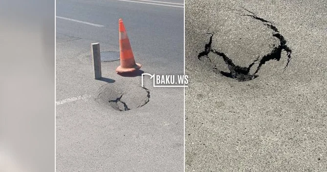 Bakının daha bir yolunda ÇÖKMƏ RİSKİ DİQQƏTLİ OLUN!