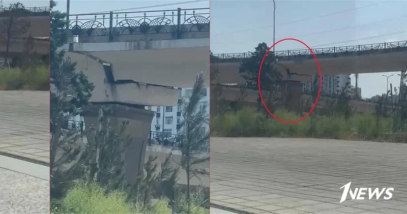 Один из самых загруженных мостов в центре Баку в трещинах