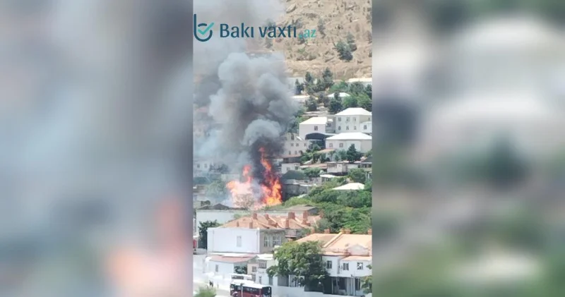 20 ci sahədə GÜCLÜ YANĞIN FOTO