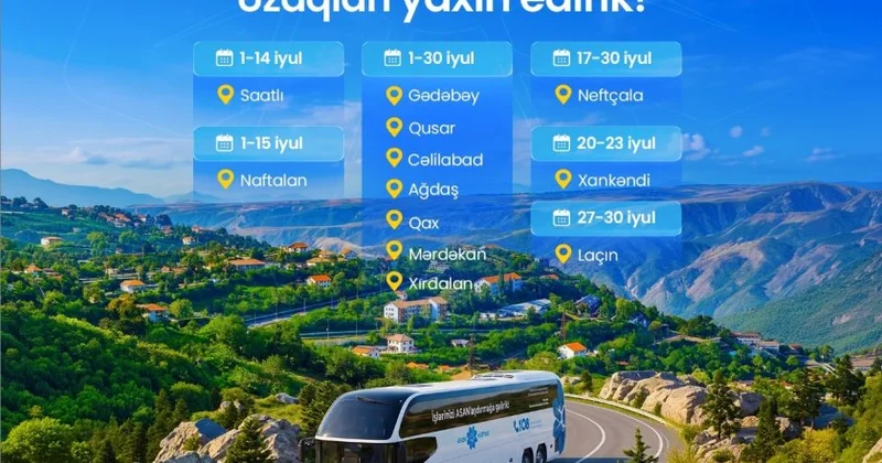 İyulda Səyyar ASAN xidmət bu ünvanlarda fəaliyyət göstərəcək