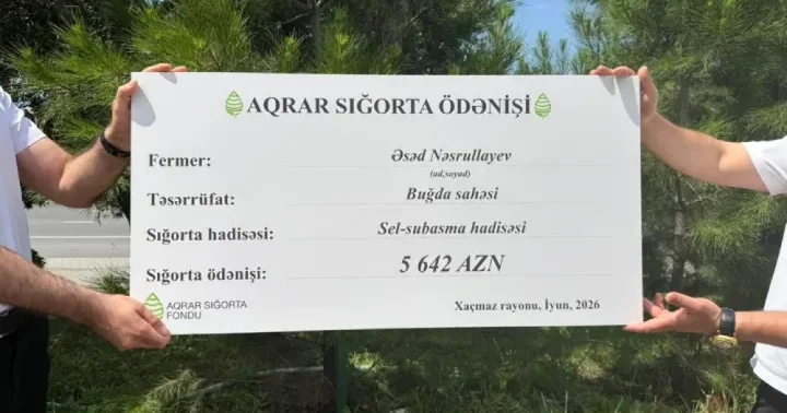 56 manata sığortaladığı əkin sahəsinə görə 5600 manat ödəniş aldı