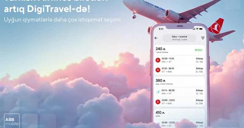 Билеты на рейсы Turkish Airlines и других авиакомпаний с DigiTravel в приложении ABB mobile