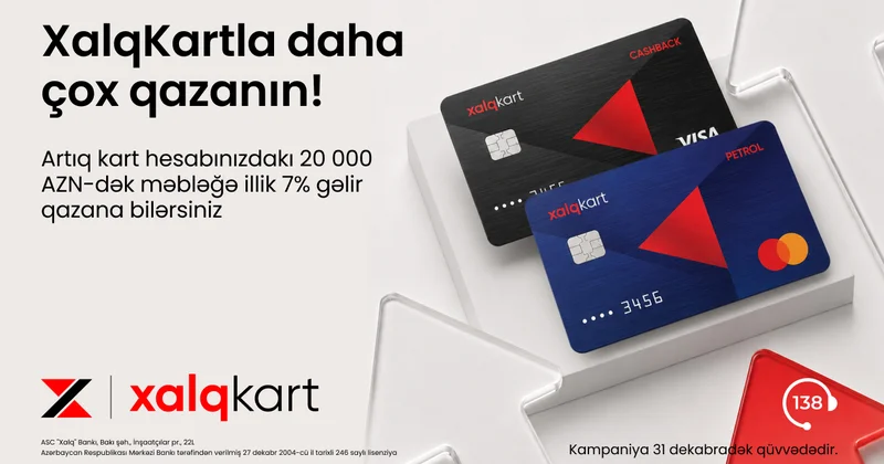 XalqKartda faiz hesablanan qalıq məbləği artırıldı