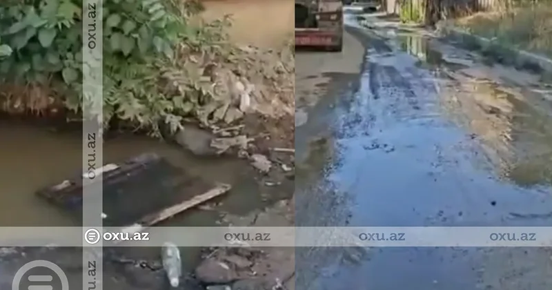 Xırdalan sakinlərini təngə gətirən üfunət: Kanalizasiya küçəyə axır VİDEO