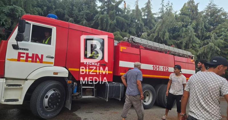 Xaçmazın Palıdlı kəndində anidən şiddətli YANĞIN BAŞLAYIB FOTO