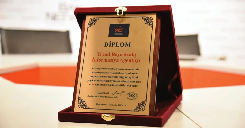 Trend İnformasiya Agentliyi Mətbuat Şurasının diplomu ilə təltif edilib FOTO
