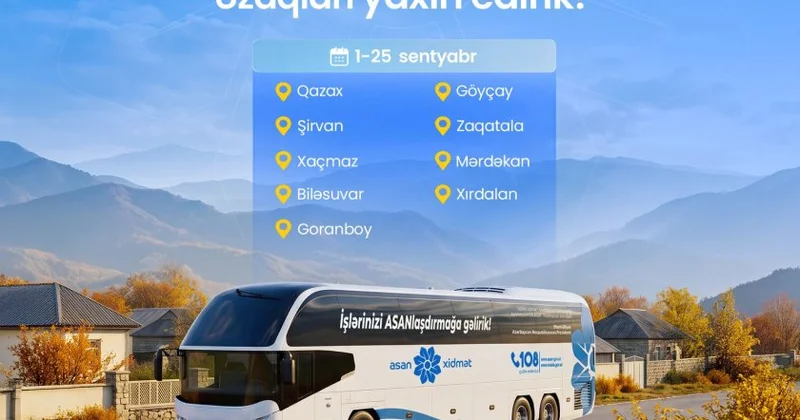 Sentyabrda Səyyar ASAN xidmət bu ünvanlarda fəaliyyət göstərəcək