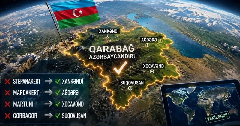 Azərbaycanın 3 şəhərinin adı dəyişdirildi Həmin xəritədə