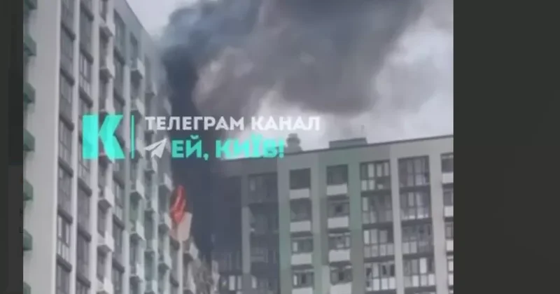 Шахед влетел в многоэтажку в Киеве Видео