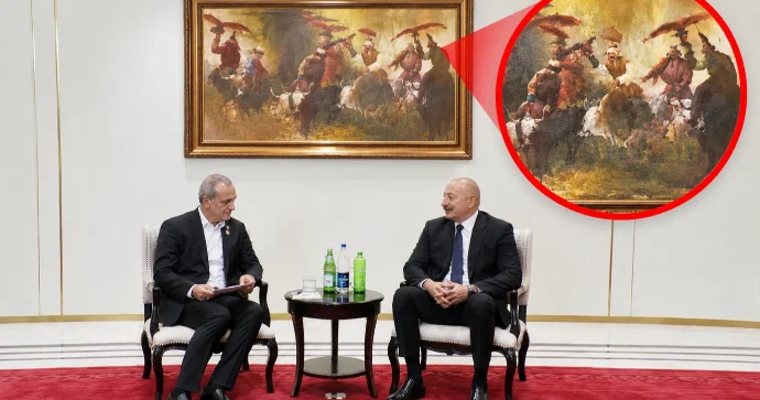 Əliyev və Pezeşkianın görüşündə diqqətçəkən detal: Arxadakı tablonun sirri nədir? FOTO