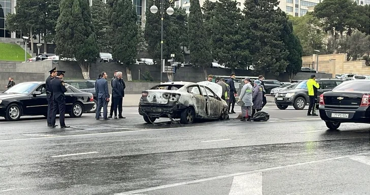 Возгорание автомобиля у Милли Меджлиса вызвало транспортный коллапс