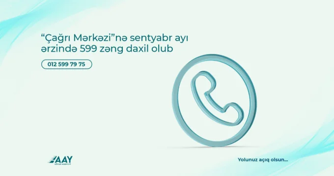 Sentyabr ayında “Çağrı Mərkəzi”nə 599 zəng daxil olub