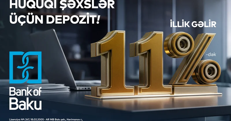 “Bank of Baku”da hüquqi şəxslərə özəl depozit 11% dək gəlir