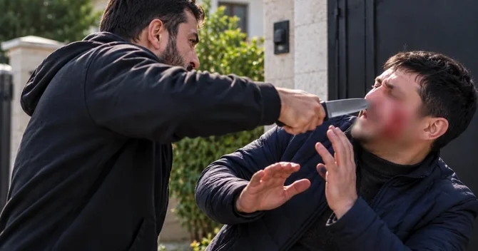 Qonşusunun həyətində girdi, sifətindən bıçaqlandı