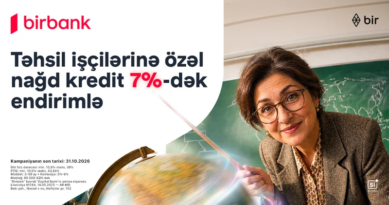 Təhsil işçilərinə nağd pul kreditində 7% dək endirim