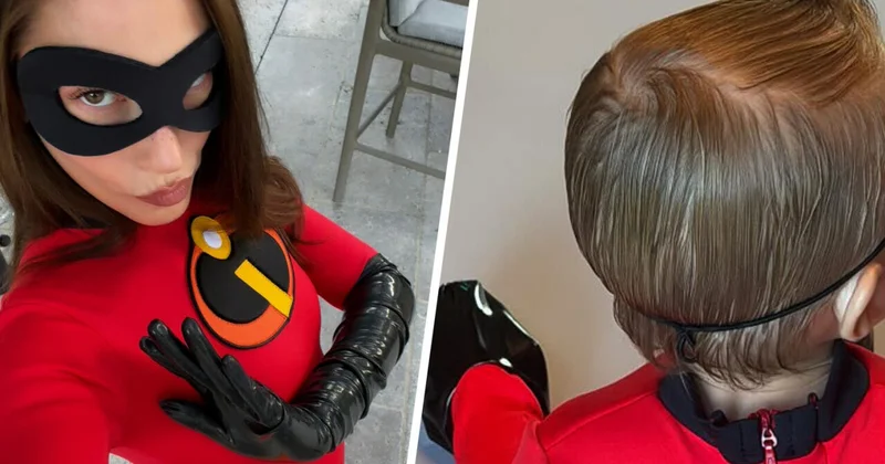 Хейли Бибер с сыном примерила костюмы из Суперсемейки на Хэллоуин