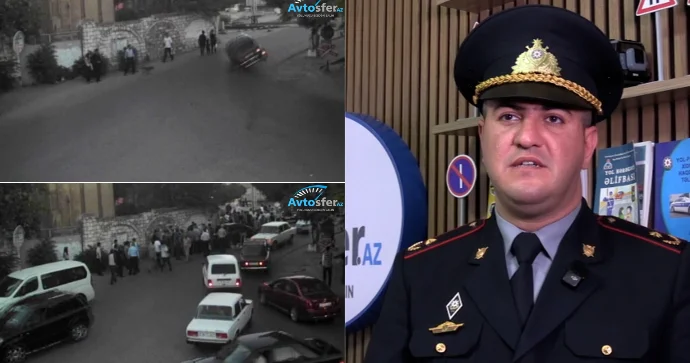 Yol polisi qəza yerində tamaşaya yığışan vətəndaşlara ÇAĞIRIŞ ETDİ VİDEO