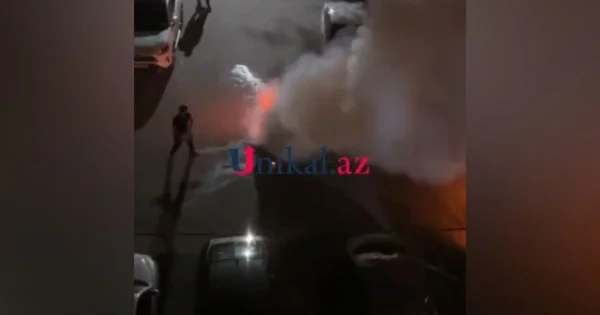 Sumqayıtda “Toyota” yandı VİDEO