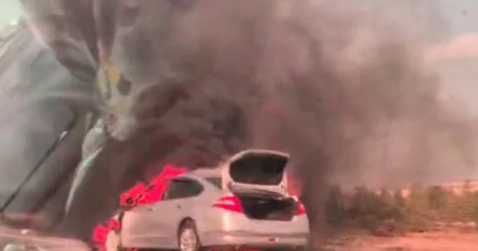 Xızıda minik maşını yandı FOTO