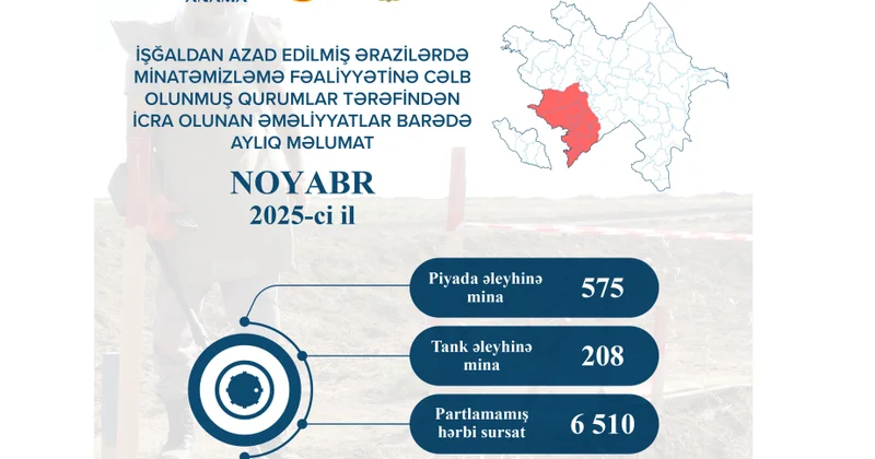 Azad edilmiş ərazilərdə bir ayda 783 mina zərərsizləşdirildi