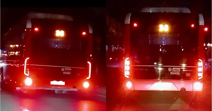 Duman işıqlarından sui istifadə edən avtobus sürücüləri təhlükə yaratdı VİDEO