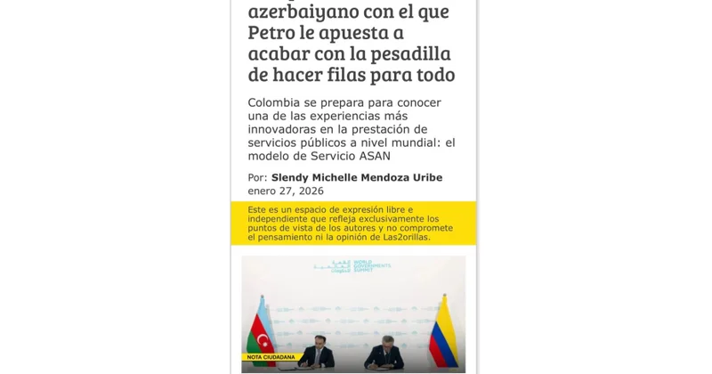 Kolumbiya mətbuatı “ASAN Xidmət” modelindən yazıb