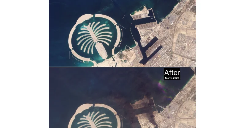Peyk görüntüləri: Dubay səmasında qara tüstü FOTO