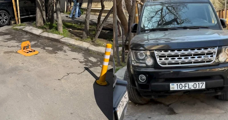 Bakıda həyət mübahisəsi: sürücü özünə qanunsuz parkinq yeri ayırıb FOTOLAR