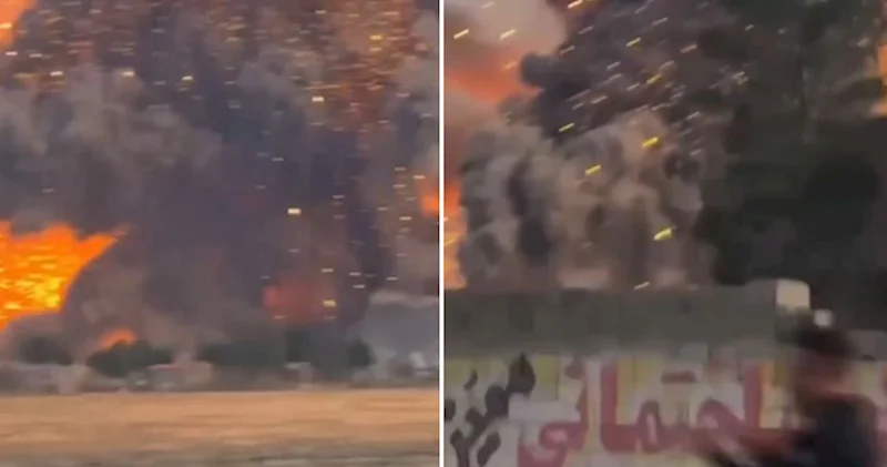 İranda silah anbarının bombalanma anı Video