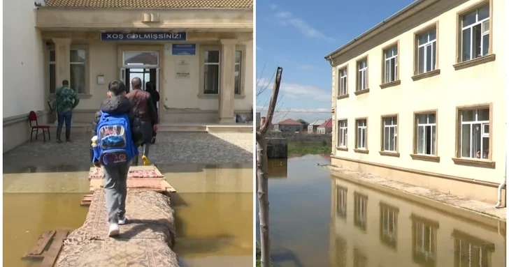 Школа в бакинском поселке затоплена дождевыми водами, посещаемость остается крайне низкой