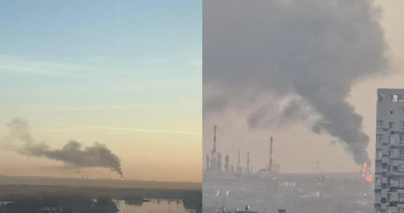 Ukrayna Rusiyanın 1400 km məsafədəki böyük neft zavodunu vurdu... FOTO