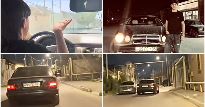 Yaşayış zonasında “Mercedes”lə hər cür “hoqqa” verən sürücü: “Vəsiqəm olmasa da..” VİDEO