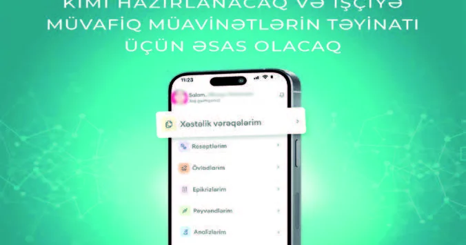 Xəstəlik sənədi də elektronlaşdırıldı