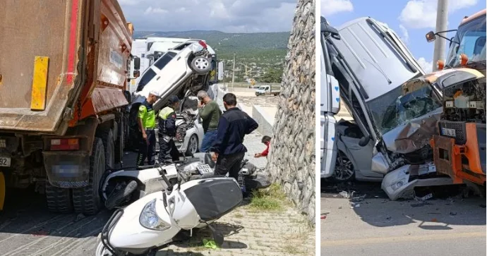 Yük maşını 13 motosikleti və 3 nəqliyyat vasitəsini əzdi FOTO VİDEO