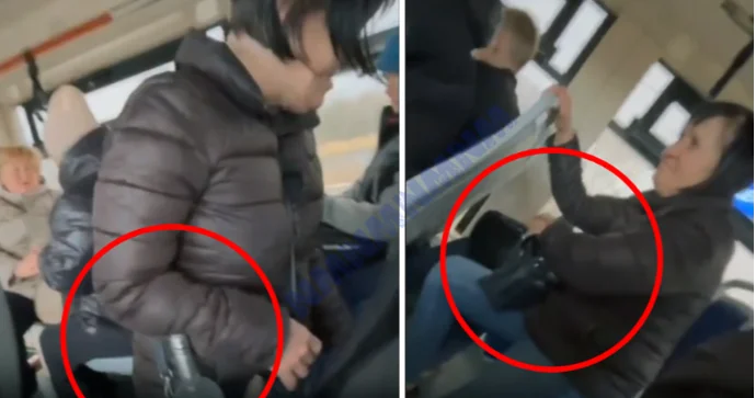 Qadın sərnişin avtobusda butulka çıxarıb insanlara hücum etdi VİDEO