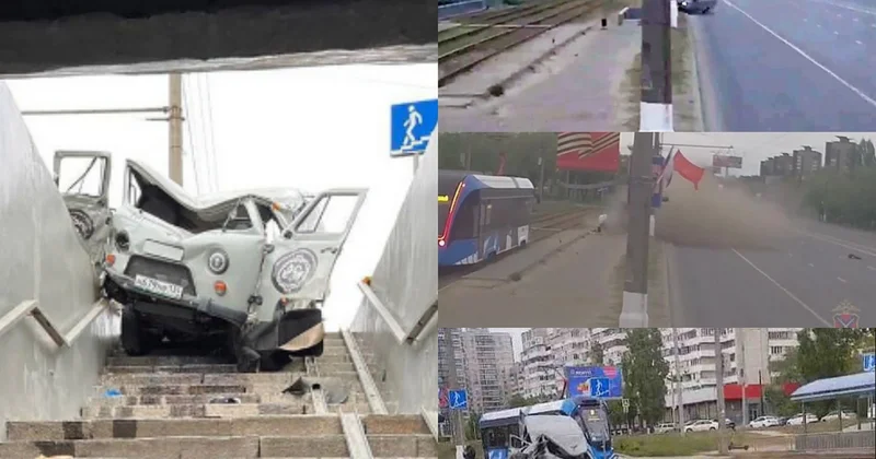 Rusiyada dəhşətli qəzanın görüntüləri: Cənazə maşını yeraltı keçidə çırpılıb, sürücü ölüb