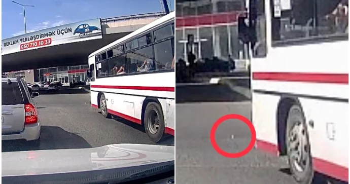 Sərnişin dolu avtobusda siqaret çəkən sürücü kötüyünü də yola atdı VİDEO