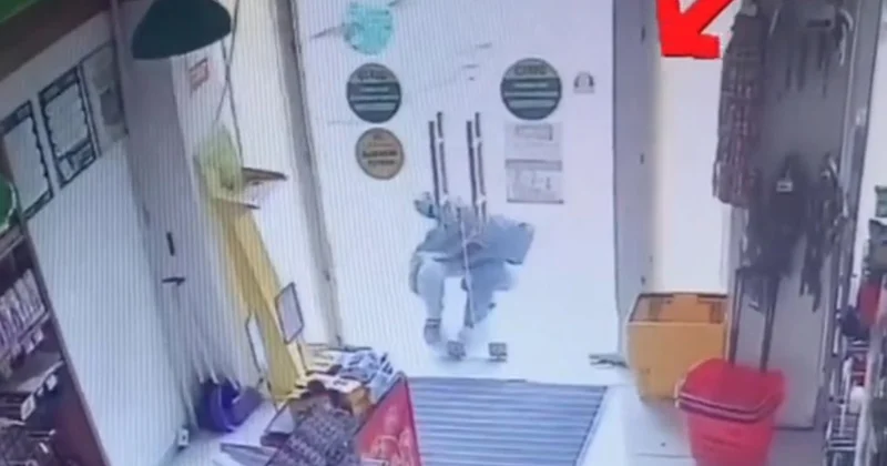 Bakıda mağazanı talayan şəxs kameraya düşdü Video