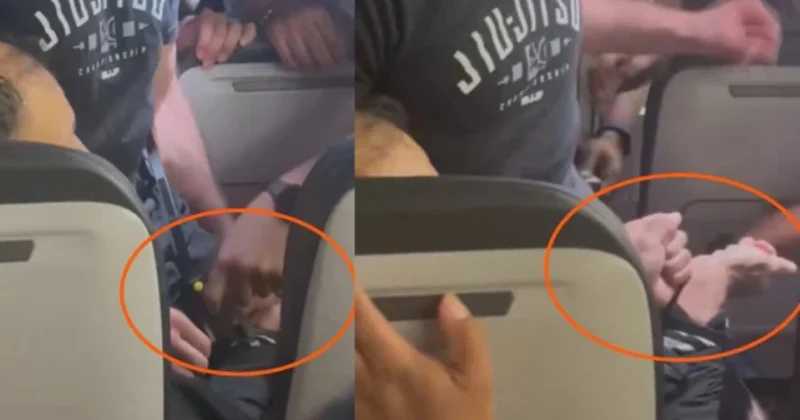 Təyyarənin qapısını açmaq istədi, marşrut dəyişdi Havada dəhşətli anlar Video