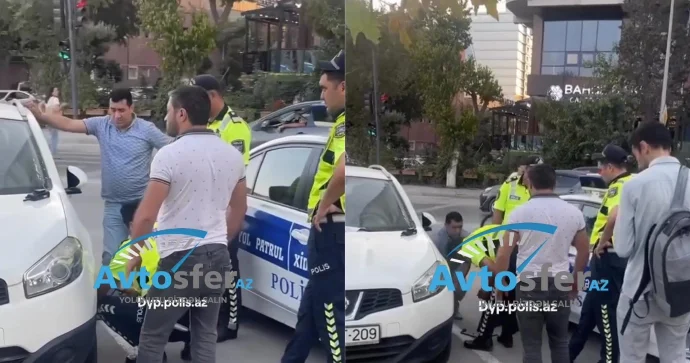 Avtomobilin təkəri partladı; Yol polisi sürücüyə belə kömək etdi VİDEO
