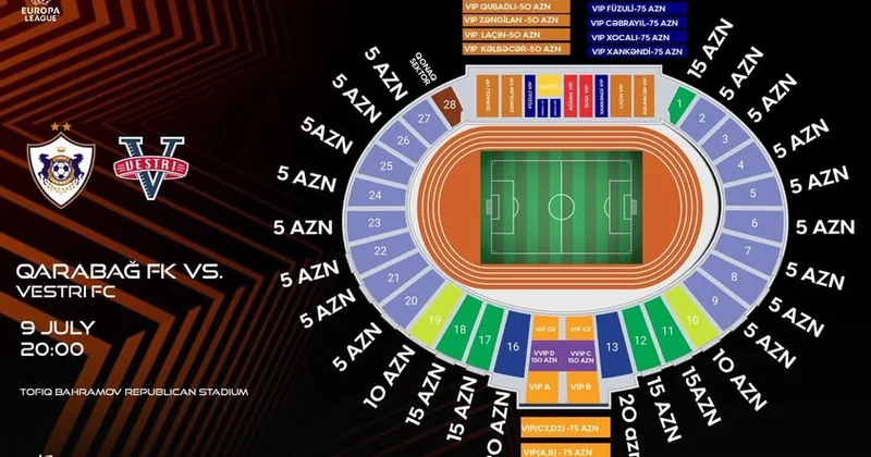 “Qarabağ”ın Avropa Liqasındakı ilk ev oyunu 5 manata