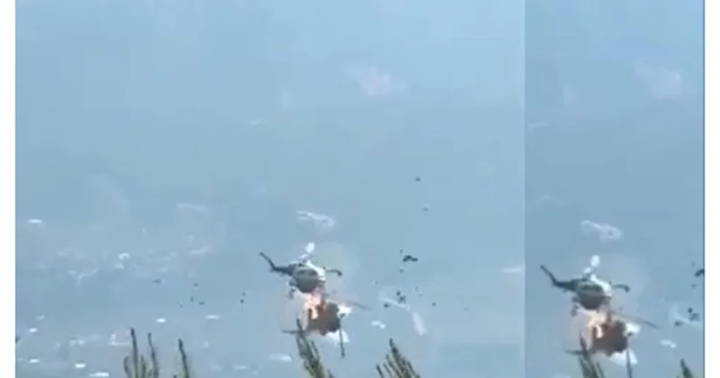 Yunanıstanda meşə yanğınının söndürülməsi zamanı iki helikopter toqquşub VİDEO